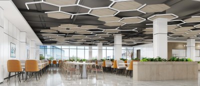 现代员工食堂3D模型下载